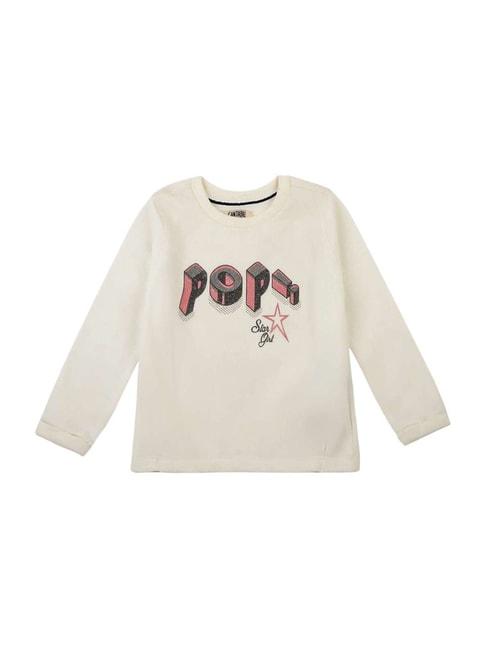 Cantabil Kids Off-White Printed Full Sleeves Sweatshirt