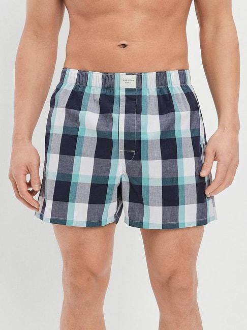 American Eagle Outfitters Blue Cotton Regular Fit Checks Boxers