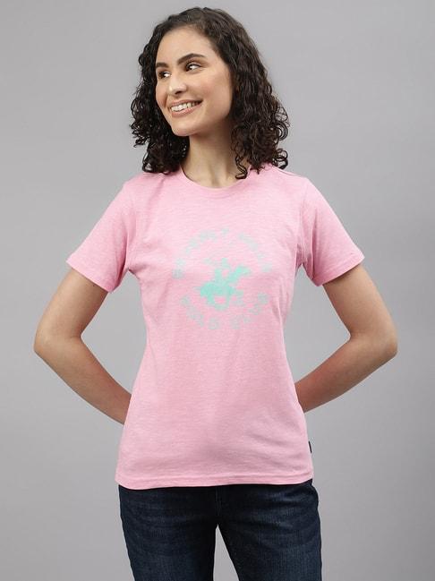 Beverly Hills Polo Club Pink Cotton Printed Tee