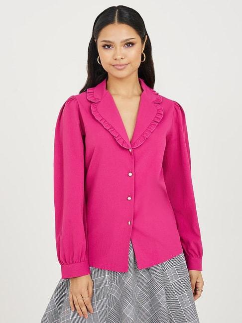 styli-long-sleeves-frill-collar-detail-crinkle-crepe-blouse