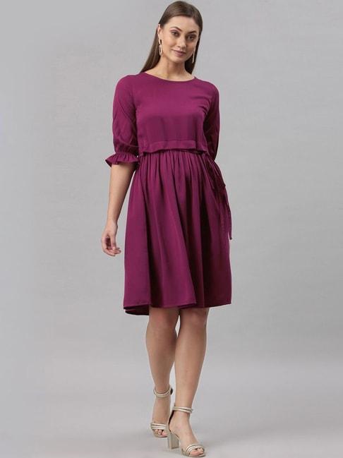 SELVIA Purple A-Line Dress
