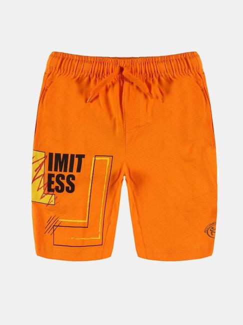 Kiddopanti Kids Orange Printed Shorts