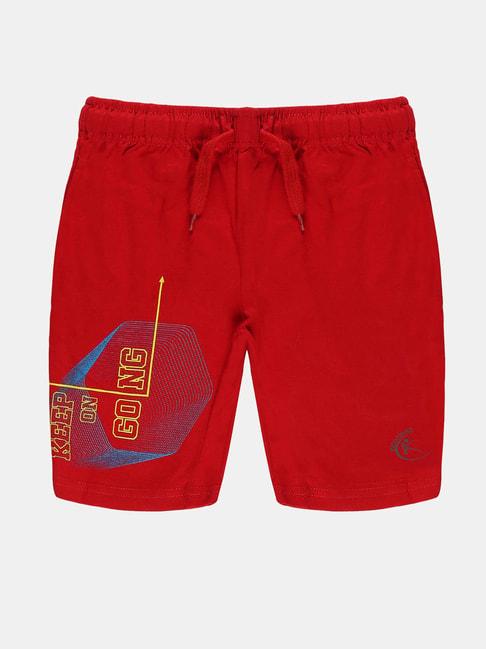 kiddopanti-kids-red-printed-shorts