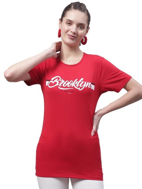 vimal-jonney-red-cotton-graphic-print-t-shirt