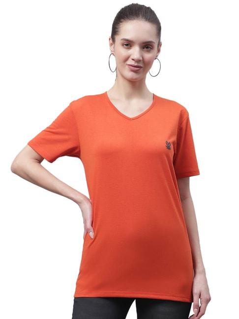 vimal-jonney-rust-cotton-logo-print-t-shirt