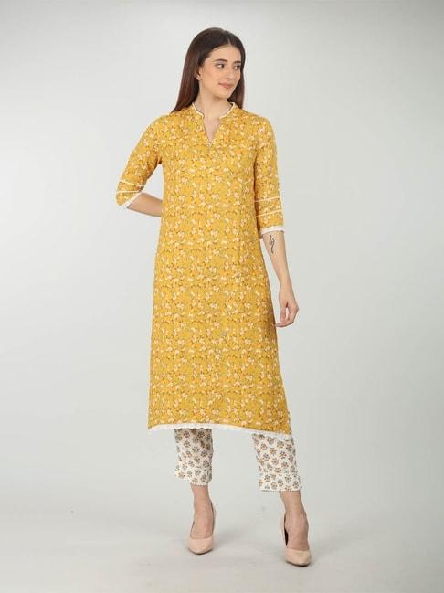 mustard-mustard-rayon-floral-print-kurti