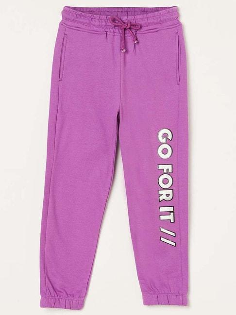 Fame Forever by Lifestyle Kids Purple Cotton Printed Trackpants
