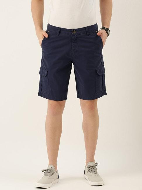 IVOC Navy Regular Fit Cargo Cotton Shorts