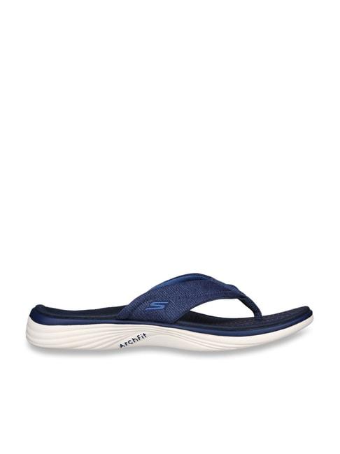 skechers-women's-arch-fit-radiance-navy-thong-wedges
