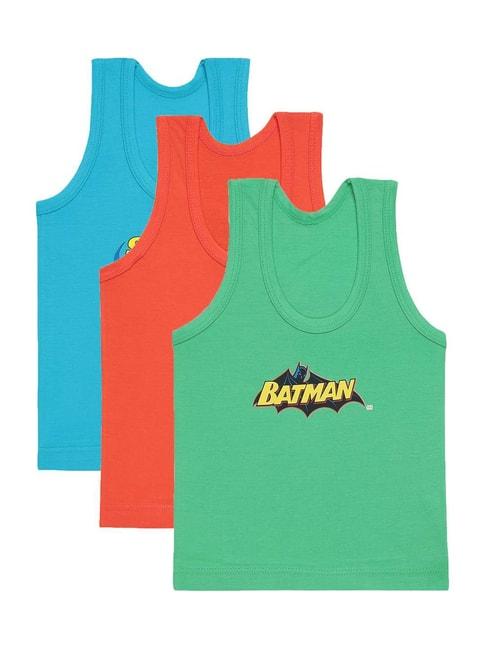Bodycare Kids Multicolor Cotton Printed Justice League Vest (Assorted, Pack of 3)