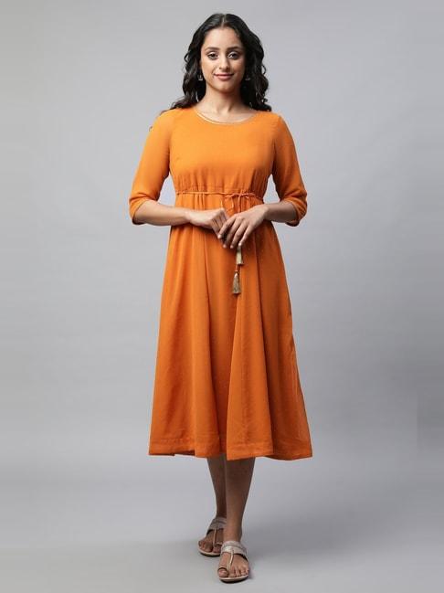aurelia-orange-embellished-a-line-dress