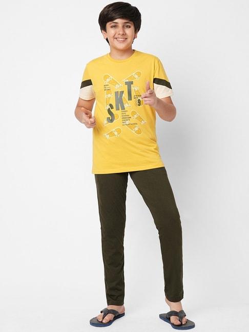 Sweet Dreams Kids Yellow & Grey Cotton Printed T-Shirt Set