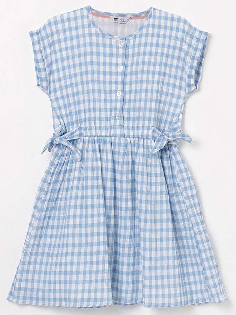 Fame Forever by Lifestyle Kids Blue Cotton Chequered Dress
