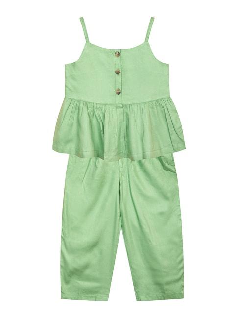 Budding Bees Kids Light Green Solid Top with Trousers