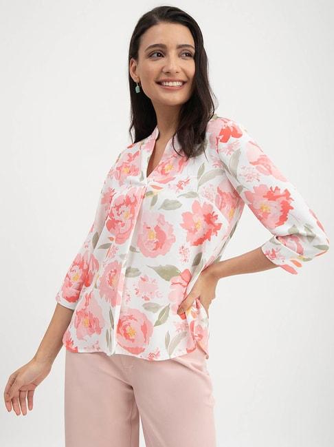 Fablestreet White Floral Print Top