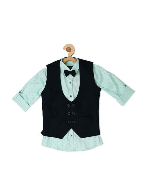 Cavio Kids Blue & Black Cotton Printed Full Sleeves Shirt Set