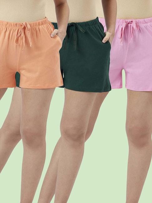 Dreamz by Pantaloons Peach Green Cotton Shorts