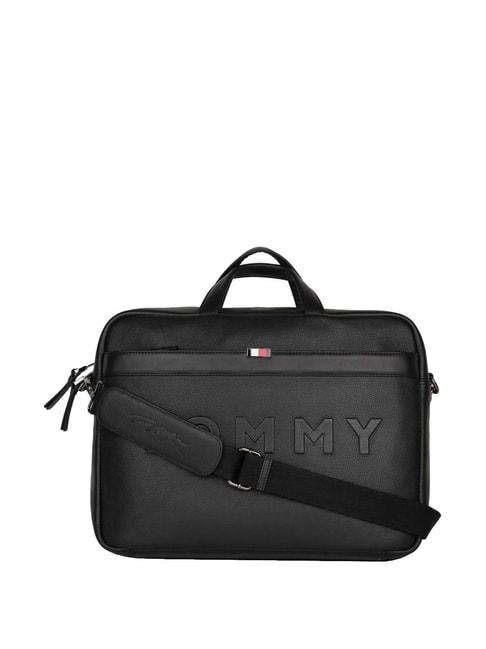 tommy-hilfiger-black-leather-large-laptop-messenger-bag