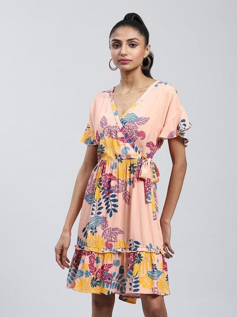 label-ritu-kumar-pink-printed-wrap-dress
