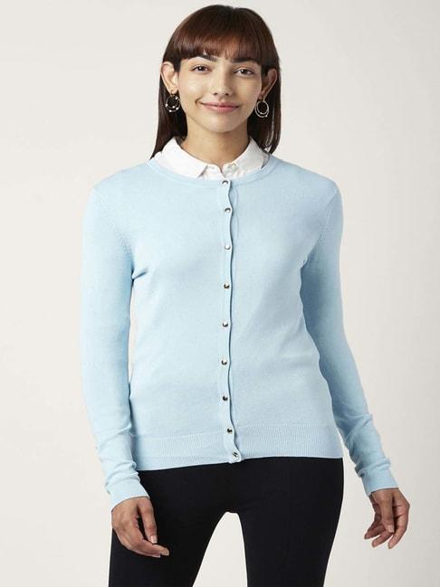 Annabelle by Pantaloons Sky Blue Round Neck Cardigan