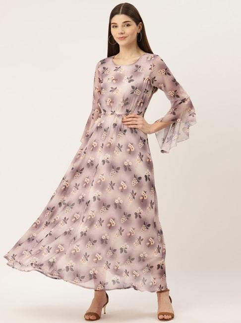 Deewa Mauve Floral Print Gown