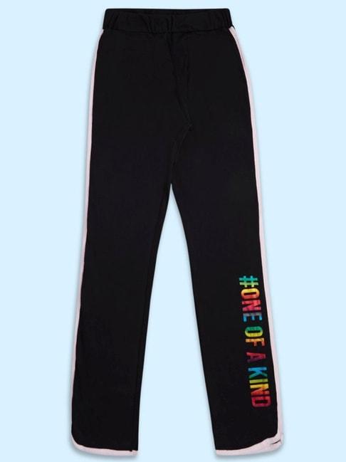 Pantaloons Junior Black Cotton Printed Trackpants
