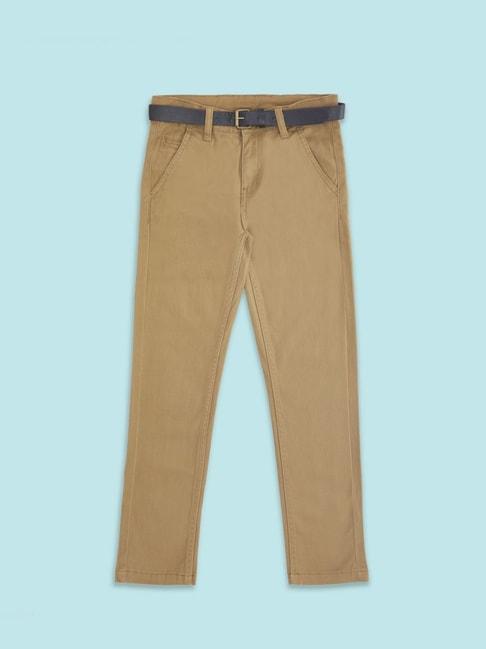 Pantaloons Junior Khaki Cotton Regular Fit Trousers