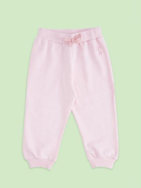 Pantaloons Baby Pink Cotton Embroidered Trackpants