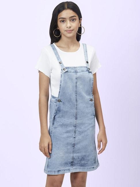 Coolsters by Pantaloons Kids Blue & White Cotton Regular Fit Dungaree