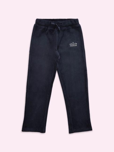 Pantaloons Junior Navy Cotton Embellished Trackpants