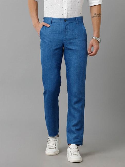 linen-club-royal-blue-slim-fit-linen-flat-front-trousers
