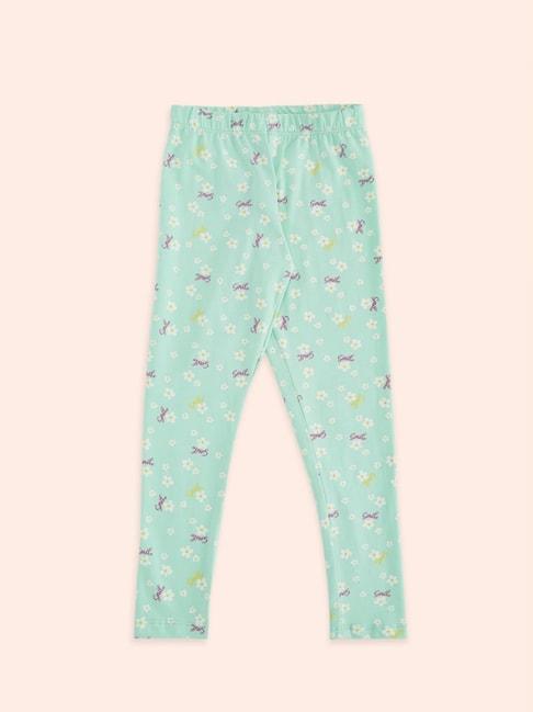 pantaloons-junior-mint-green-floral-print-leggings