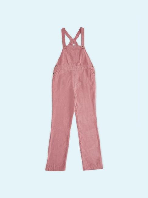 Pantaloons Junior Dusty Pink Cotton Regular Fit Dungaree