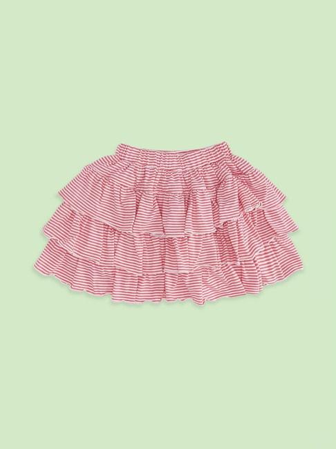 pantaloons-junior-pink-cotton-striped-skirt