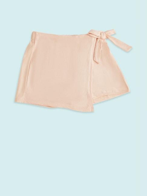 Pantaloons Junior Peach Cotton Regular Fit Skirt