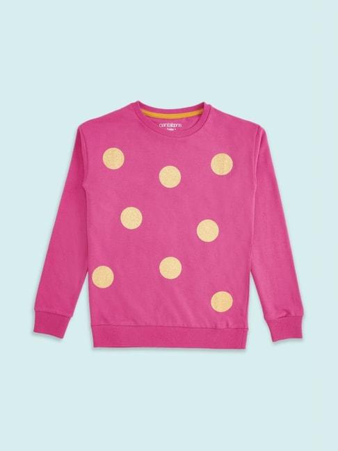 Pantaloons Junior Fuchsia Pink Cotton Printed Full Sleeves Sweatshirt