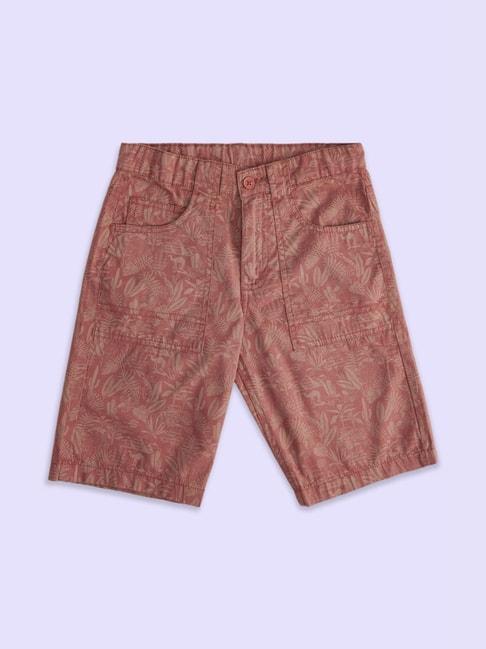 pantaloons-junior-rust-cotton-printed-shorts