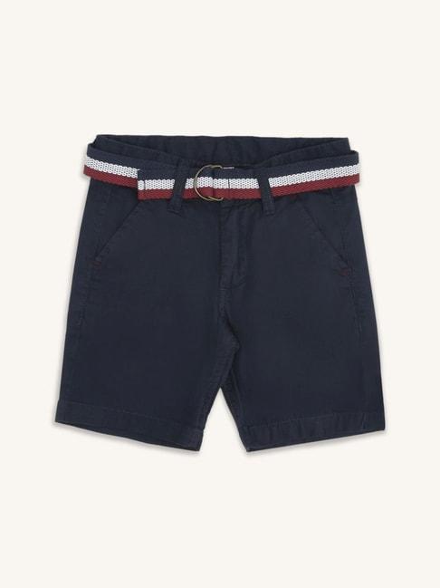 pantaloons-junior-navy-cotton-regular-fit-shorts
