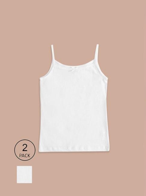 Pantaloons Junior White Cotton Regular Fit Camisole (Pack of 2)