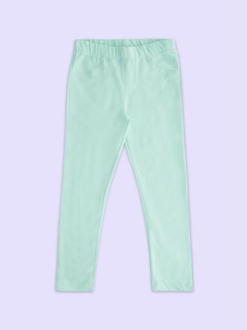 pantaloons-junior-mint-green-cotton-regular-fit-jeggings