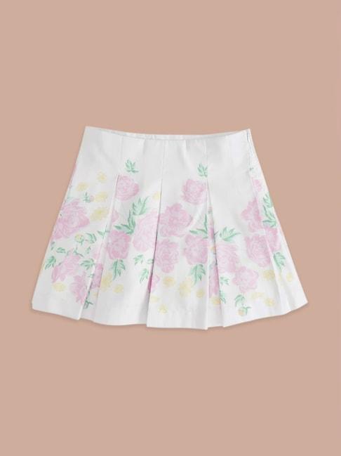Pantaloons Junior White Cotton Floral Print Skirt