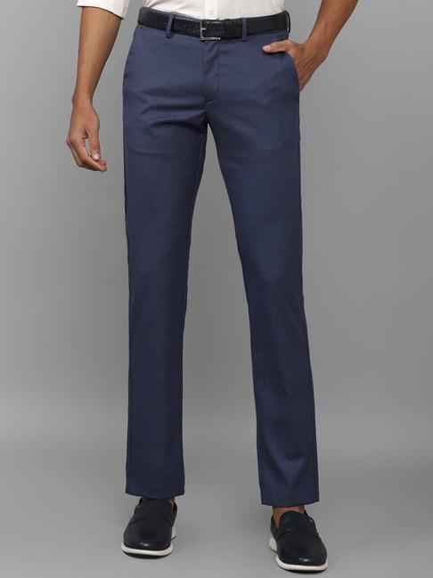 Allen Solly Navy Slim Fit Flat Front Trousers