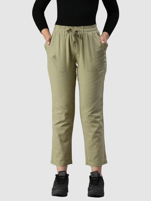 IVOC Olive Regular Fit Mid Rise Trousers
