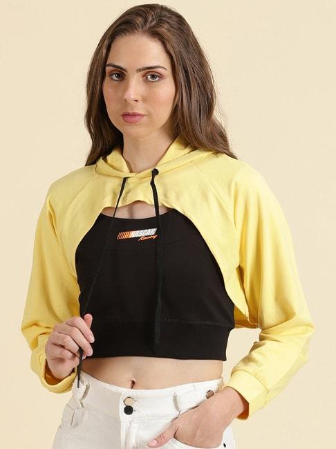 showoff-yellow-cotton-regular-fit-hoodie
