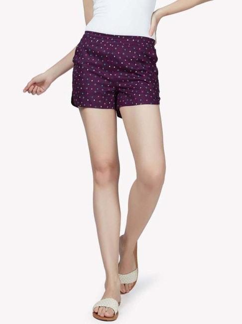 VASTRADO Purple Cotton Printed Shorts