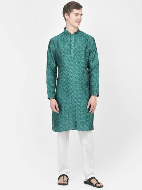 sg-leman-dark-green-regular-fit-embroidered-kurta-and-pyjama-set