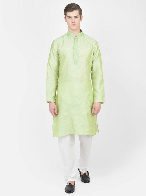 SG LEMAN Light Green Regular Fit Embroidered Kurta And Pyjama Set