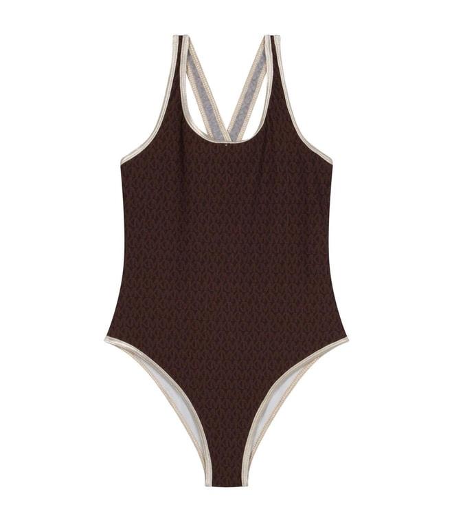 Michael Kors Kids Chocolate Brown Logo Regular Fit Swimsuit