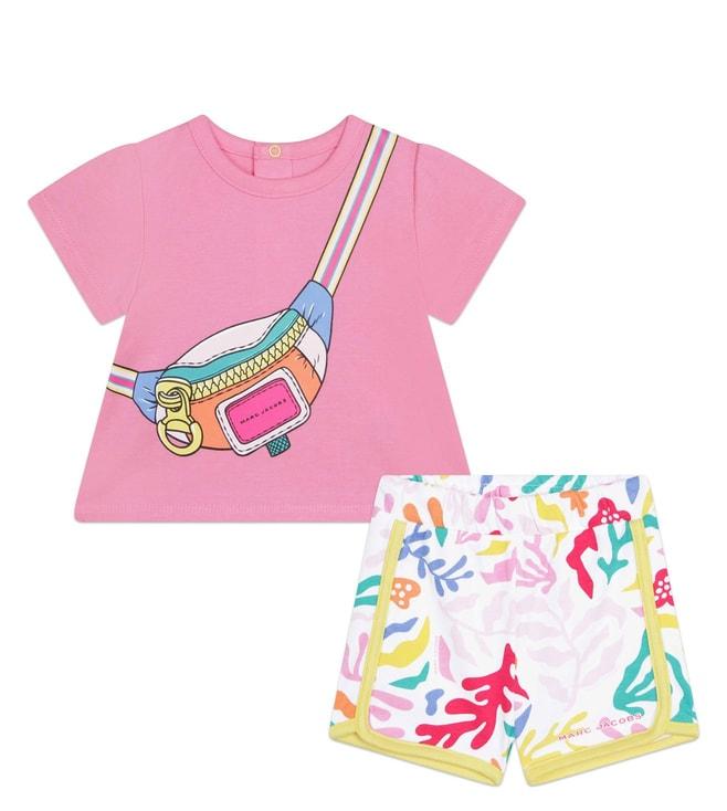 Marc Jacobs Kids Pink Printed Regular Fit T-Shirt & Shorts Set