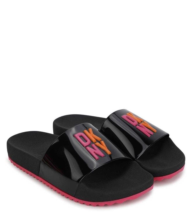 Dkny Kids Black Logo Slide Sandals
